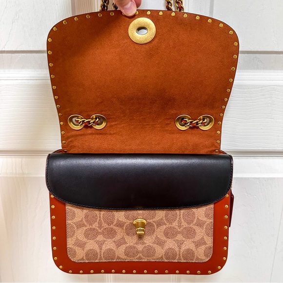 Coach Parker Shoulder Bag Signature Canvas Snakeskin Leather NWOT - Picture 10 of 13